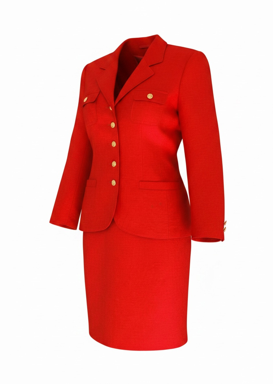 Rare Giorgio Sant’Angelo Vintage Red Blazer + Pencil Skirt Set